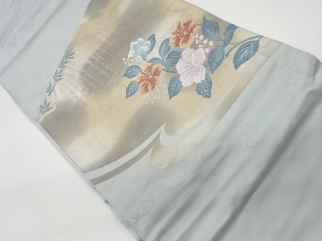 リサイクル　花々模様織出し名古屋帯